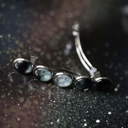 Moon Phase Hair Clip Barrette Silver