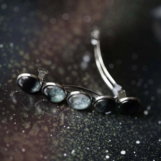 Moon Phase Hair Clip Barrette Silver