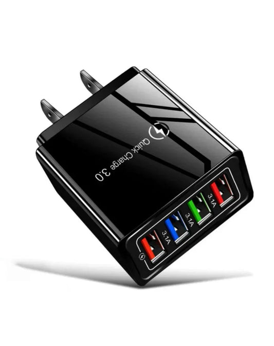 USB Wall Charger Plug Block Cube 4 Port Portable Quick Charger Default Title