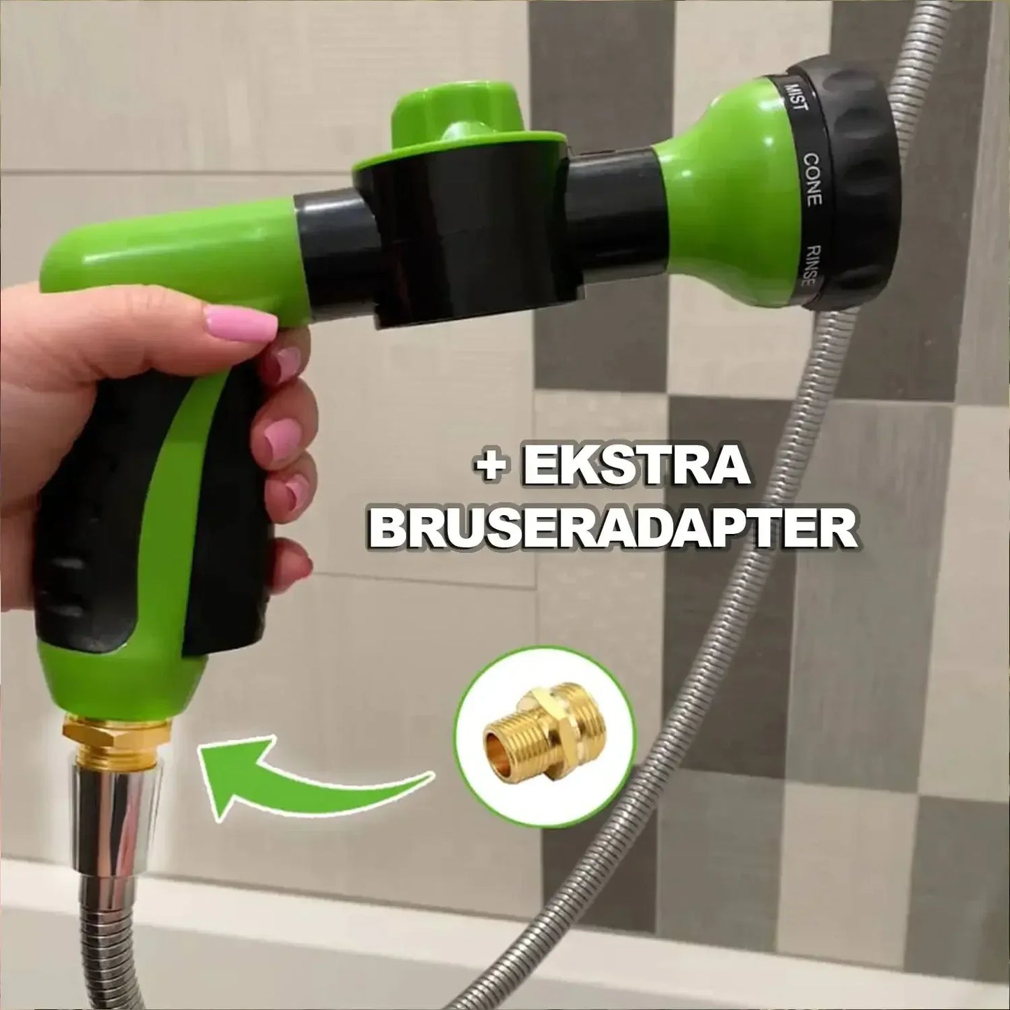 Dog Shower Jet Attachment Green / 10.51 x 5 x 7.87 inches