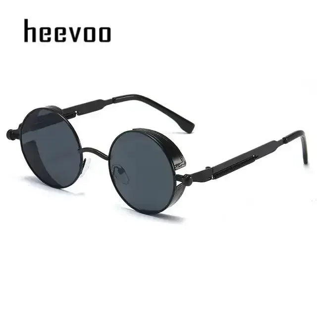 Fashion Round Sun Glasses Black Gray