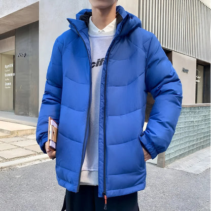 Men’s High Collar Puffer Jacket With Removable Hood, Regular Fit