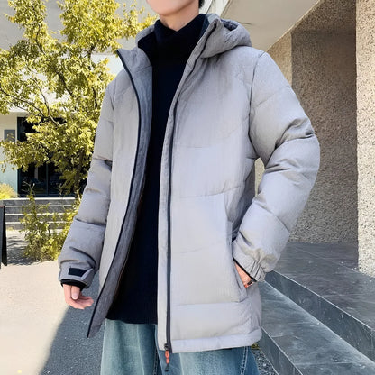 Men’s High Collar Puffer Jacket With Removable Hood, Regular Fit
