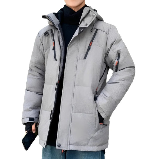 Men’s High Collar Puffer Jacket With Removable Hood, Regular Fit
