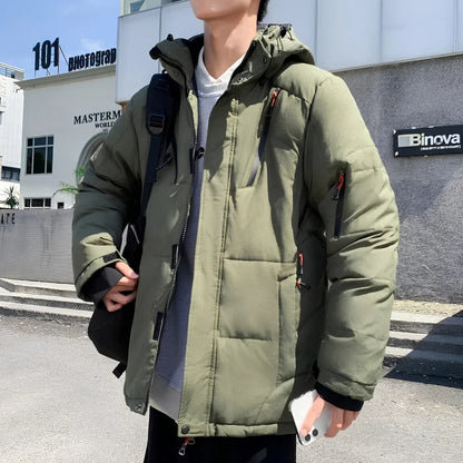 Men’s High Collar Puffer Jacket With Removable Hood, Regular Fit
