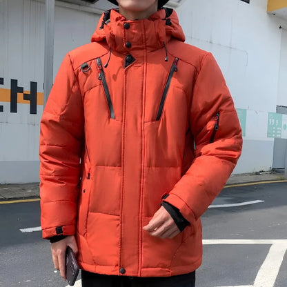 Men’s High Collar Puffer Jacket With Removable Hood, Regular Fit