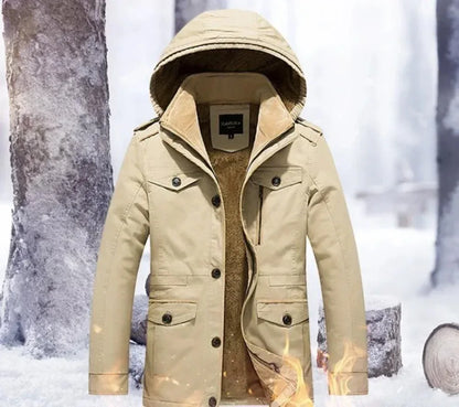 Mens Hooded Military Style Coat S / Army Green