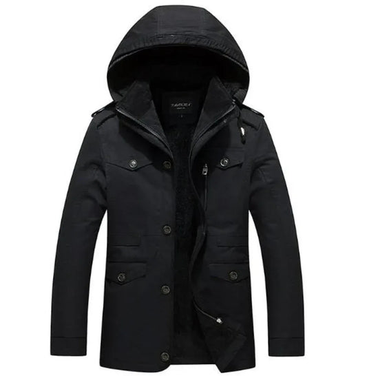 Mens Hooded Military Style Coat S / Army Green
