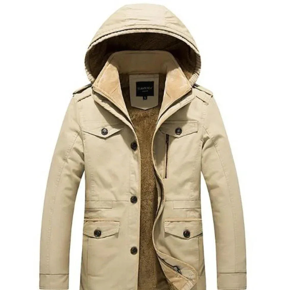 Mens Hooded Military Style Coat S / Army Green
