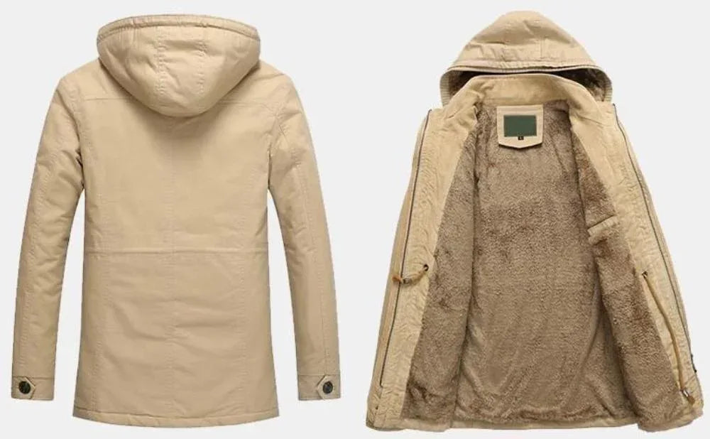 Mens Hooded Military Style Coat S / Army Green