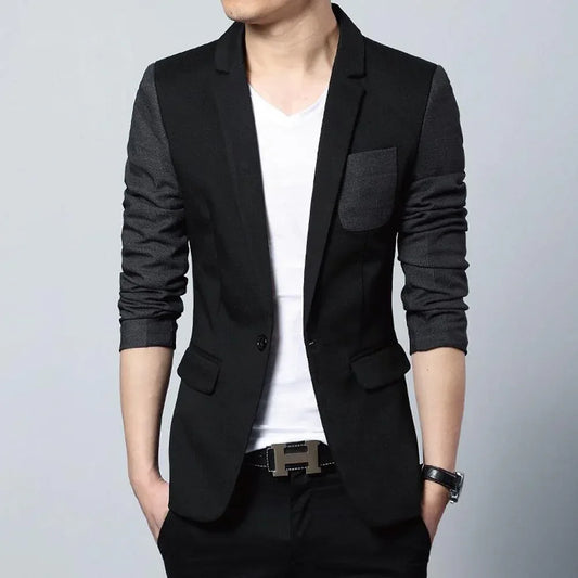 Mens Two Tone Slim Fit Casual Blazer M / Black