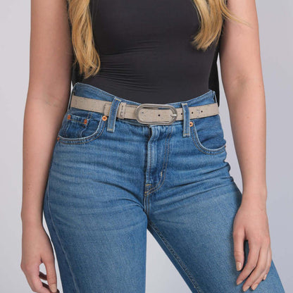 Vegan Cork Leather Women's Belt (Gray) 110