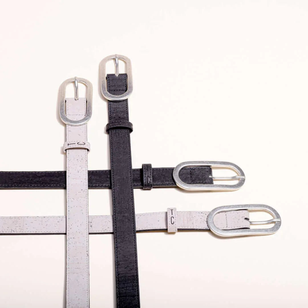 Vegan Cork Leather Women's Belt (Gray) 110