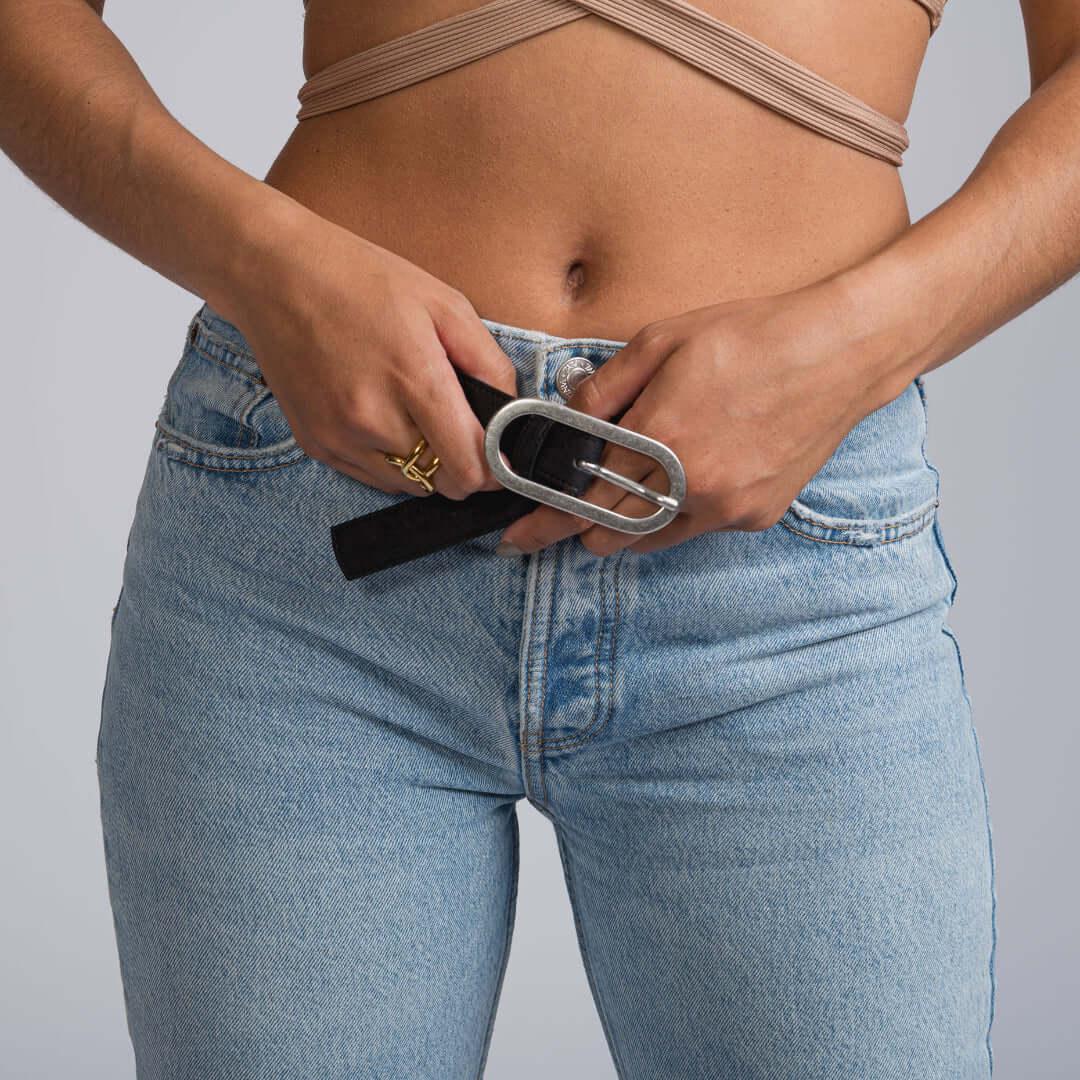 Vegan Cork Leather Women's Belt (Black) 100