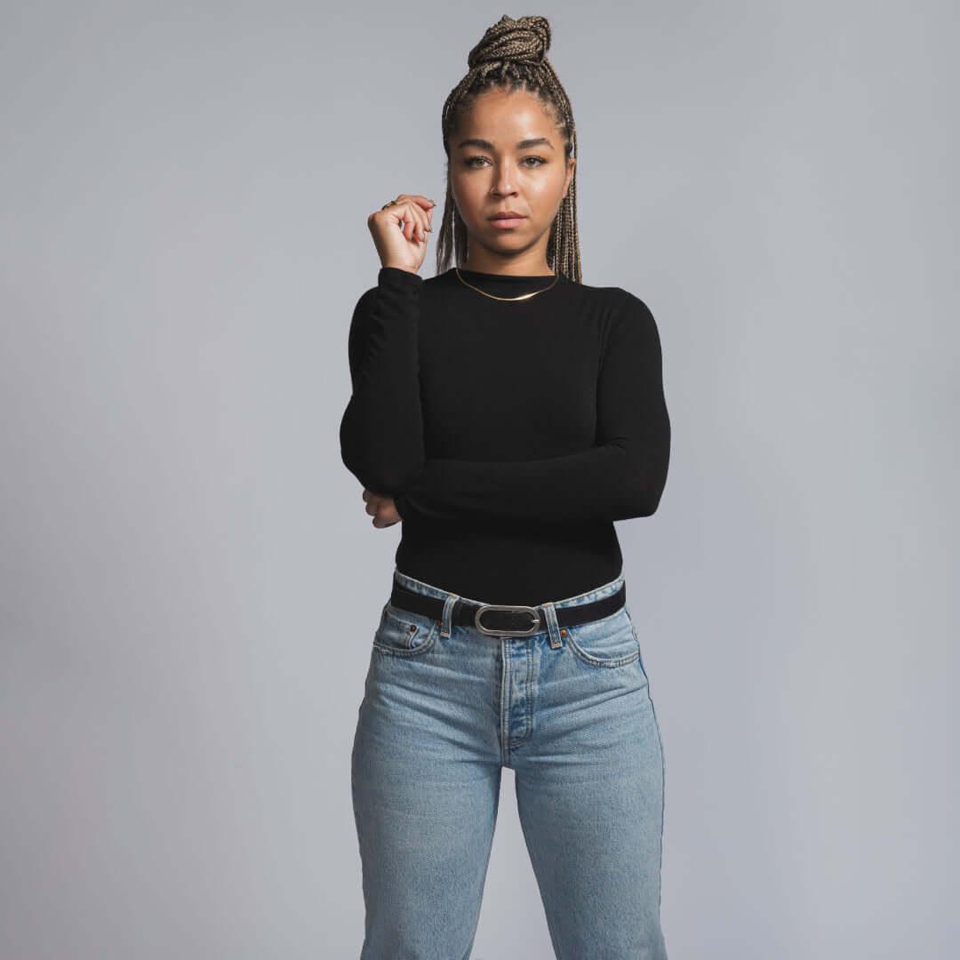 Vegan Cork Leather Women's Belt (Black) 100