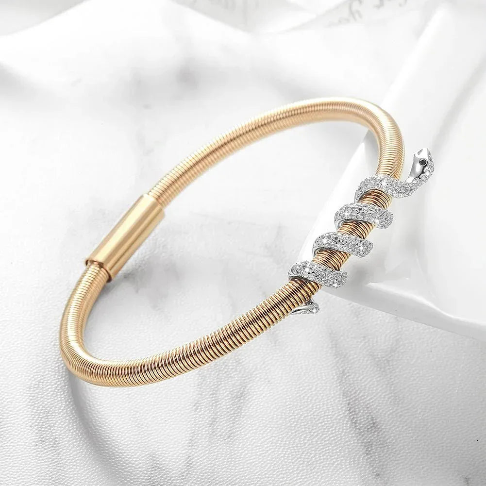 Snake Coiled Bangle Bracelet Rose gold