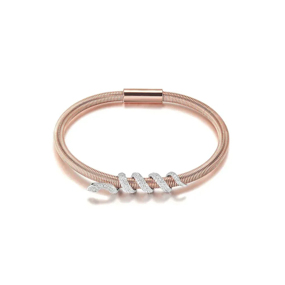 Snake Coiled Bangle Bracelet Rose gold