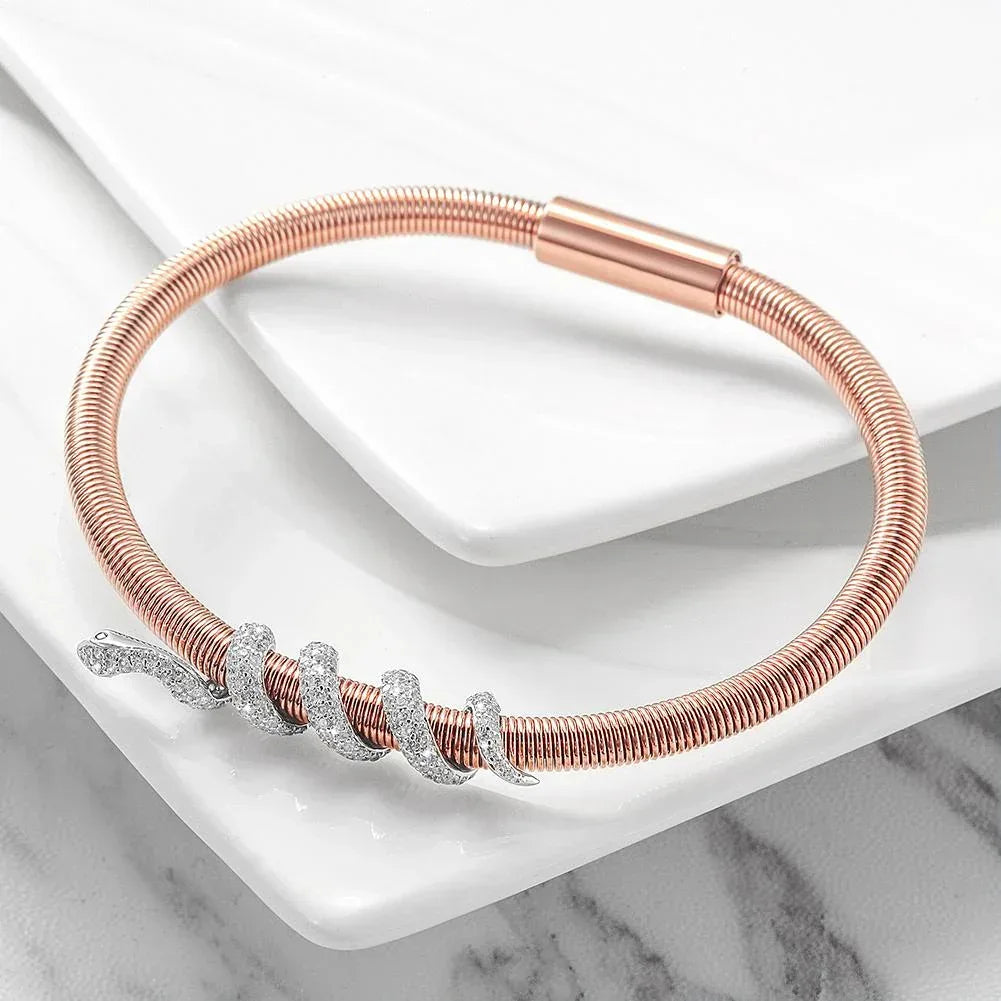 Snake Coiled Bangle Bracelet Rose gold
