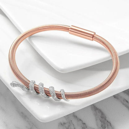 Snake Coiled Bangle Bracelet Rose gold
