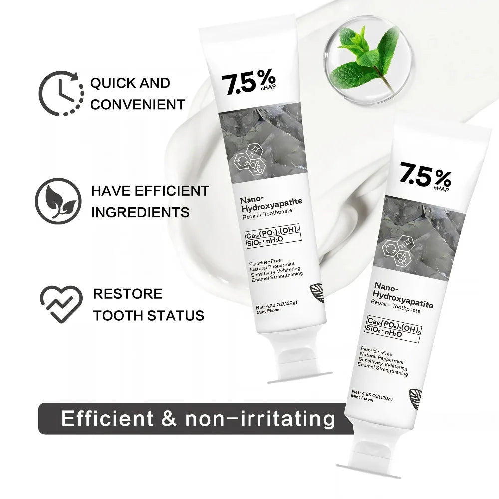 Fluoride-Free Nano-Hydroxyapatite Toothpaste for Stain Removal, Enamel & Gum Protection, 120g
