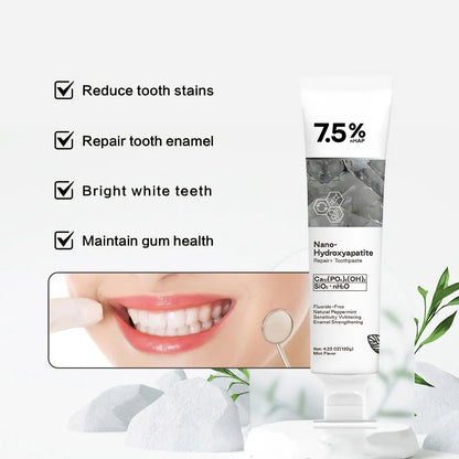 Fluoride-Free Nano-Hydroxyapatite Toothpaste for Stain Removal, Enamel & Gum Protection, 120g