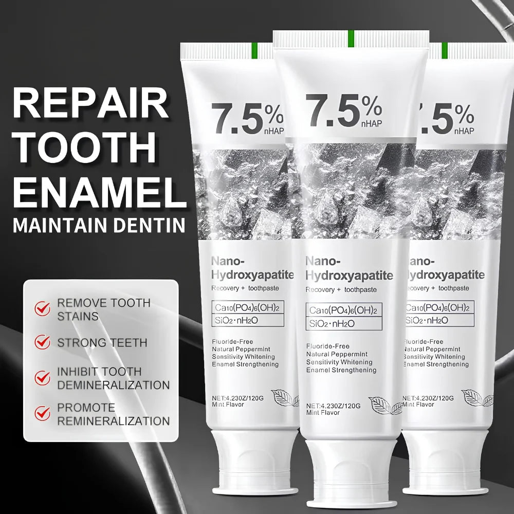 Fluoride-Free Nano-Hydroxyapatite Toothpaste for Stain Removal, Enamel & Gum Protection, 120g