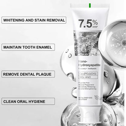 Fluoride-Free Nano-Hydroxyapatite Toothpaste for Stain Removal, Enamel & Gum Protection, 120g