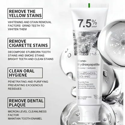 Fluoride-Free Nano-Hydroxyapatite Toothpaste for Stain Removal, Enamel & Gum Protection, 120g