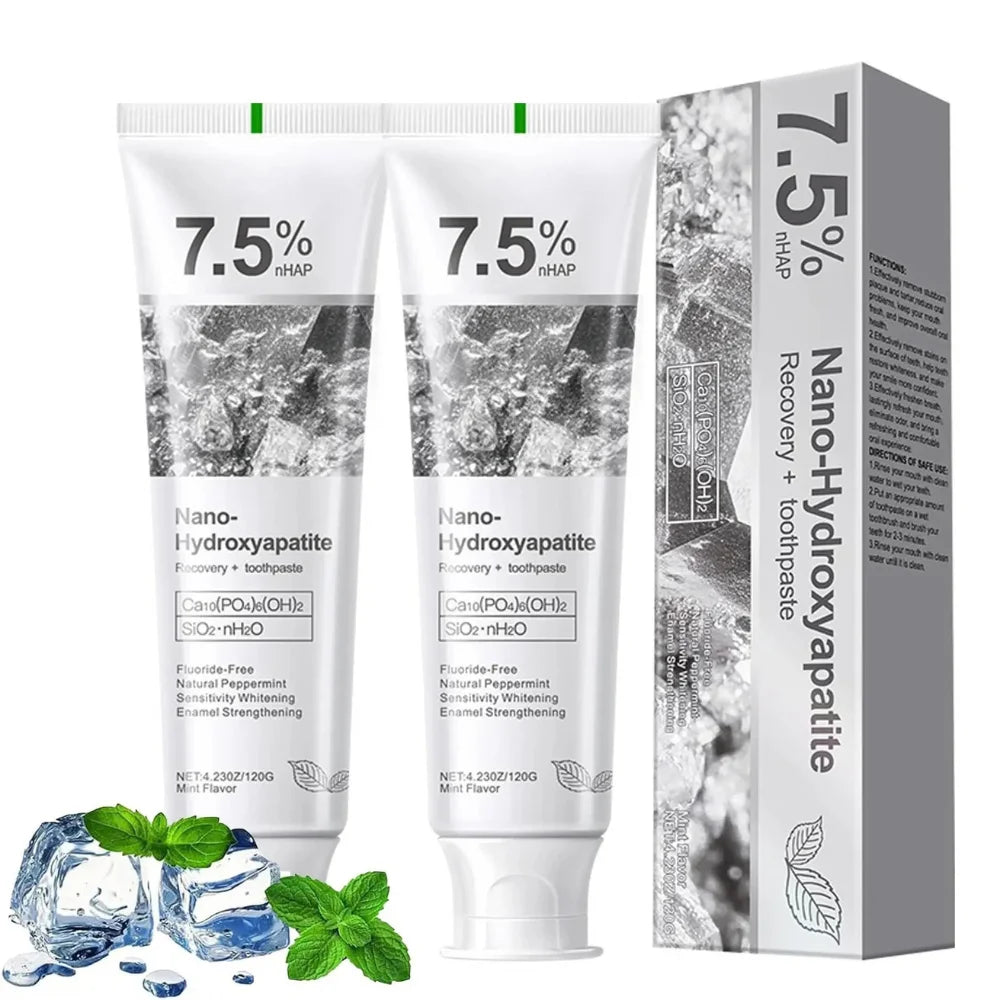 Fluoride-Free Nano-Hydroxyapatite Toothpaste for Stain Removal, Enamel & Gum Protection, 120g
