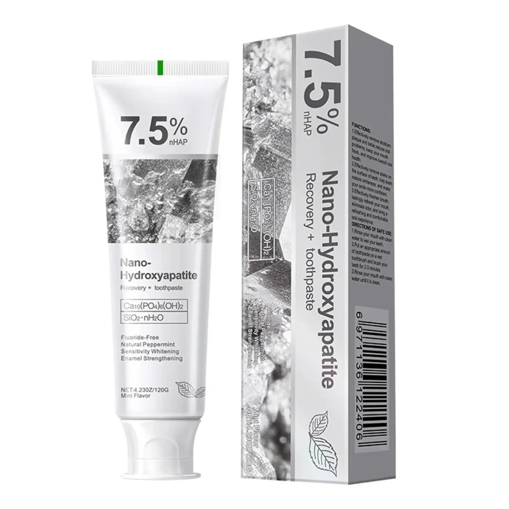 Fluoride-Free Nano-Hydroxyapatite Toothpaste for Stain Removal, Enamel & Gum Protection, 120g