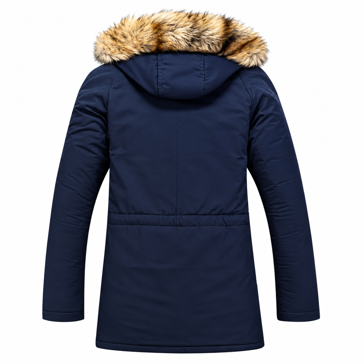 Men's Winter Padding Jacket - Parka with Faux-Fur-Trimmed Hood, Quilted Cotton Lining, & Front Flap Pockets