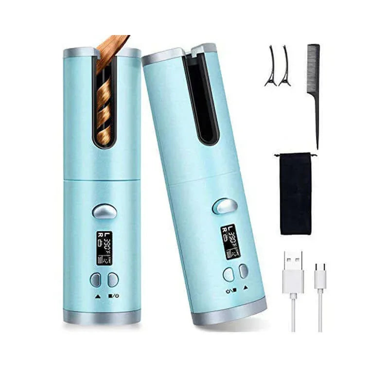 Cross-border automatic curling iron Glossy blue 5000 battery lcd screen