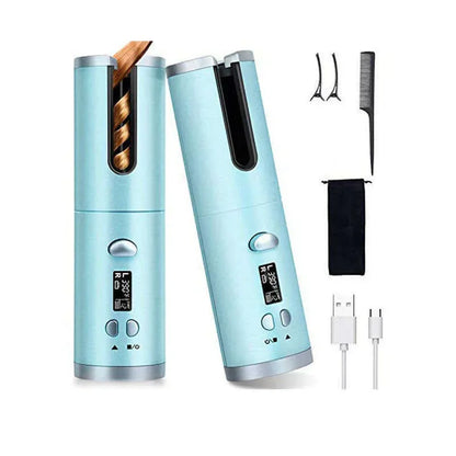 Cross-border automatic curling iron Glossy blue 5000 battery lcd screen