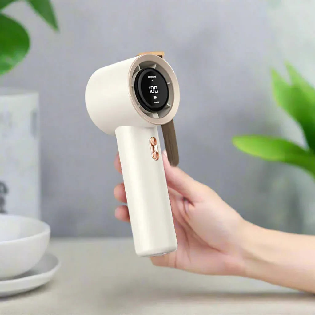 High-speed Portable Mini Handheld Turbo Fan T11-199 gear/3000 mA [creamy-white]] / 61*43*158mm