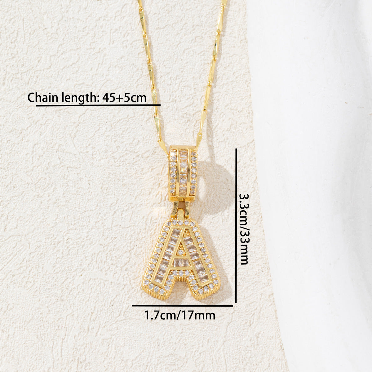 Letter Pendant Necklace Copper Set Zirconium Round Flower