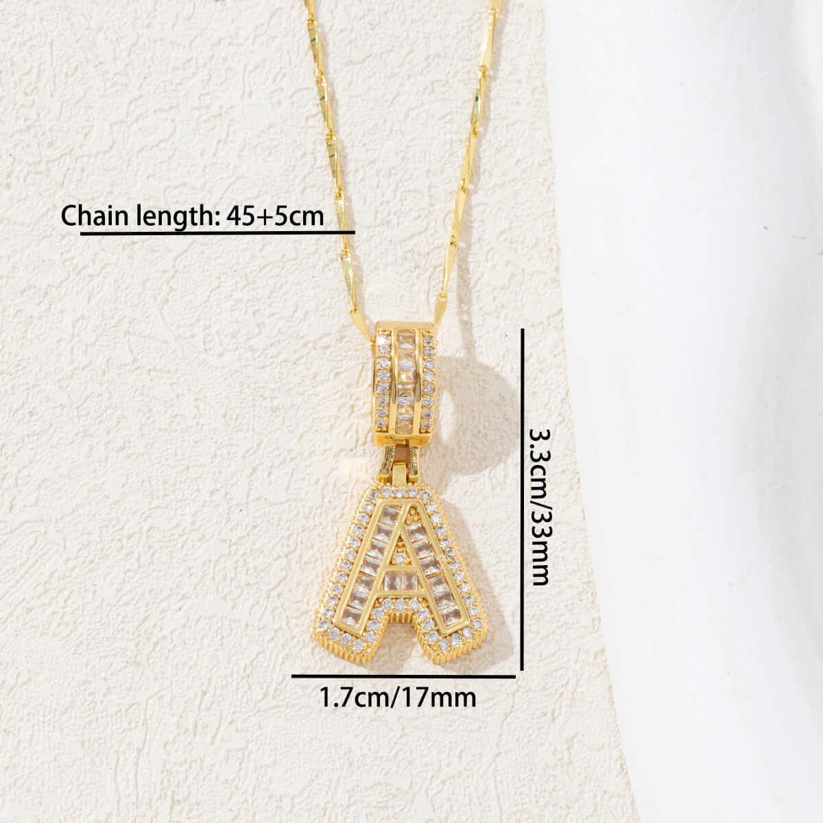 Letter Pendant Necklace Copper Set Zirconium Round Flower Flower letters + box chain / Z