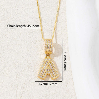 Letter Pendant Necklace Copper Set Zirconium Round Flower Flower letters + box chain / Z