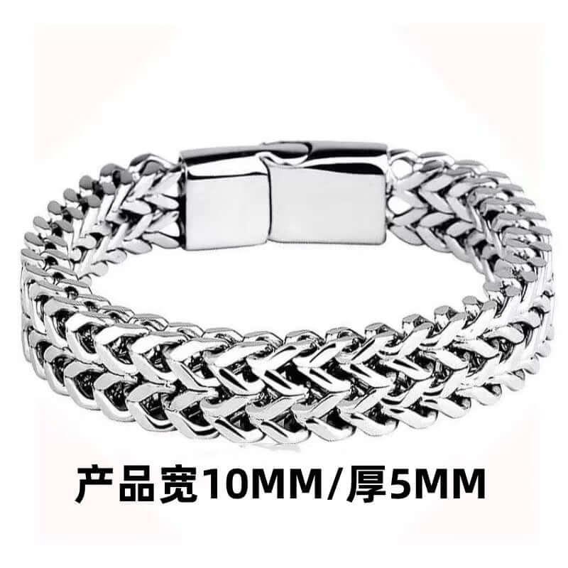 Men’s Cuban Chain Bracelet 5*10 silver cuban magnet buckle bracelet [23cm]