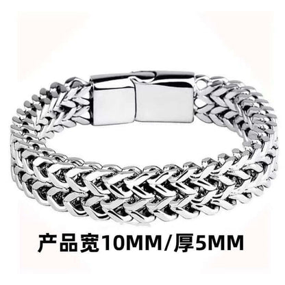 Men’s Cuban Chain Bracelet 5*10 silver cuban magnet buckle bracelet [23cm]