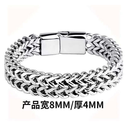 Men’s Cuban Chain Bracelet 4*8 silver cuban magnet buckle bracelet [23cm]