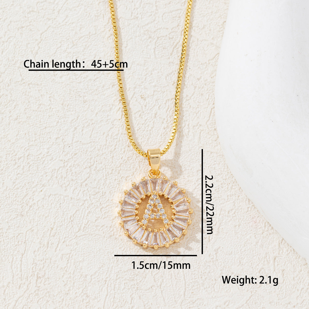 Letter Pendant Necklace Copper Set Zirconium Round Flower