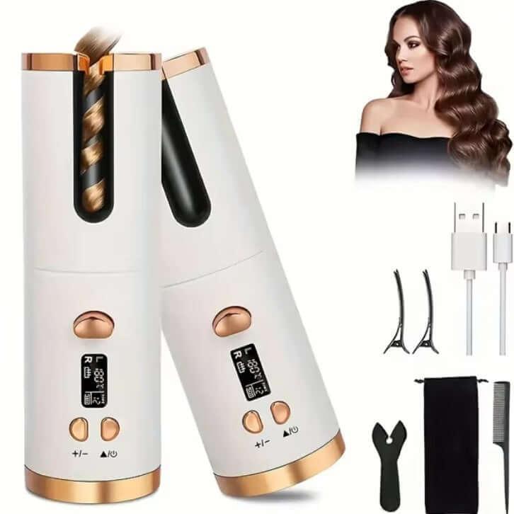 Cross-border automatic curling iron Glossy white 5000 battery lcd screen