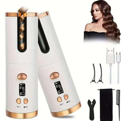 Cross-border automatic curling iron Glossy white 5000 battery lcd screen