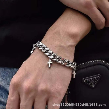 Men’s Cuban Chain Bracelet Cross tassel bracelet