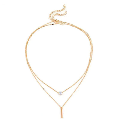 Cross-border hot sale rhinestone water drop long double-layer pendant necklace eprolo