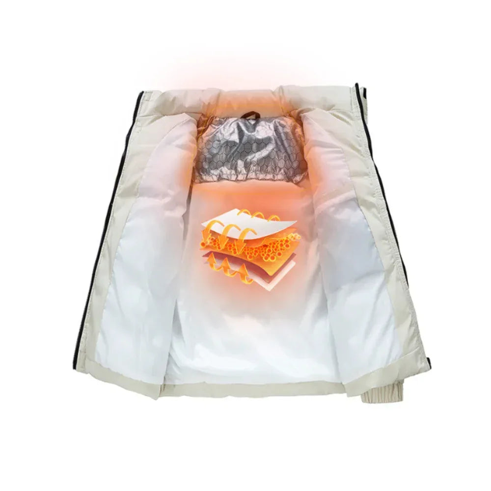 Mens Stand Collar Puffer Jacket S / Brown