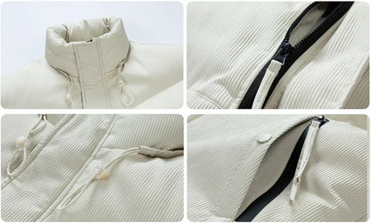 Mens Stand Collar Puffer Jacket S / Brown