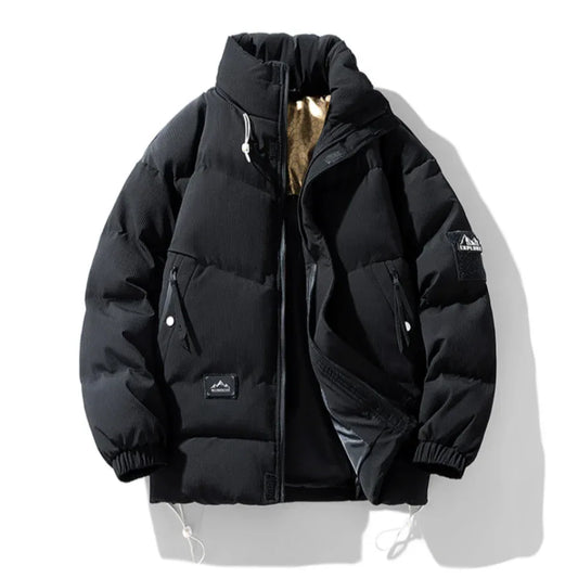 Mens Stand Collar Puffer Jacket S / Brown