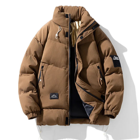 Mens Stand Collar Puffer Jacket S / Brown