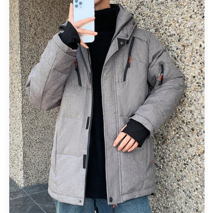 Mens High Collar Puffer Jacket With Removable Hood M / Black